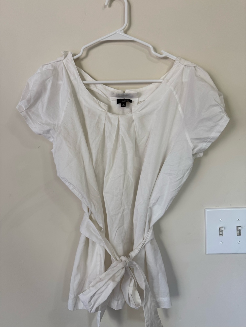Talbots White Short Sleeve Tie-Waist Tee